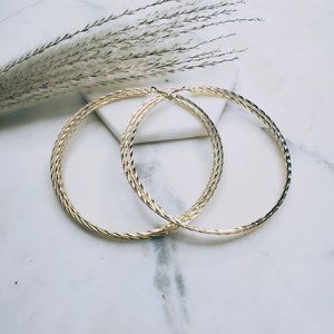 New. Gold Color Extra Large Triple Hoops